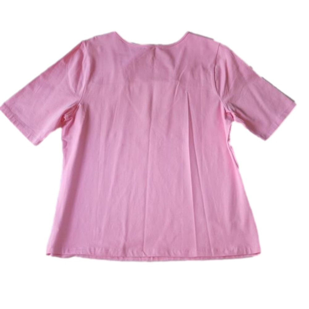 QVC Denim & Co Pink Square Neck Short Sleeve Top Medium EUC - Picture 8 of 8